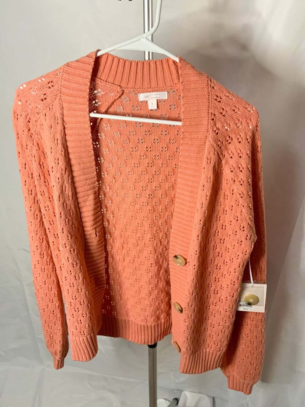 LC Lauren Conrad NWT Pointelle Cardigan Size S Peach
